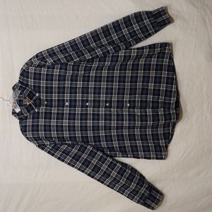 The Foundry Blue Plaid Button Front Shirt Size XLT